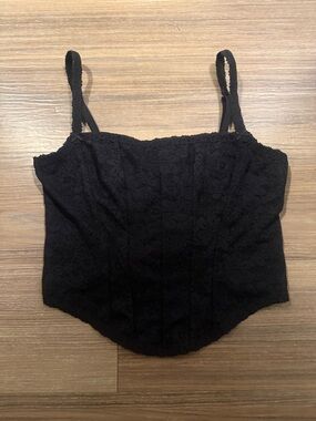 Pink Victoria Secret Black Lace Corset Crop Top Small